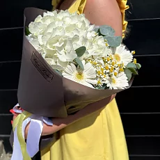 Гортензия и ромашки