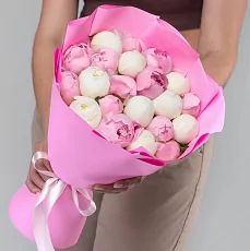 21 Пион белого и розового цвета 