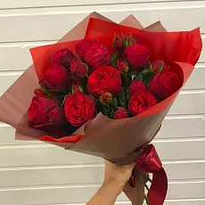 11 Кустовых Бордовых Роз