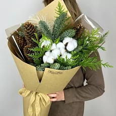 Букет новогодний с хлопком и нобилисом