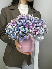 Нежная коробка из радужной гипсофилы