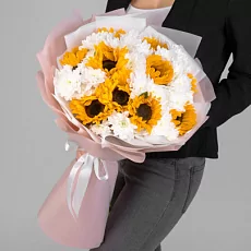 Подсолнухи и Хризантемы Кустовые Белые