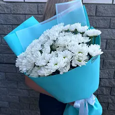 Букет живых цветов из 9 Кустовых хризантем