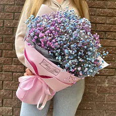 Букет из гипсофилы в розовой упаковке