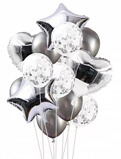 Фонтан из воздушных шаров "Серебро", 14