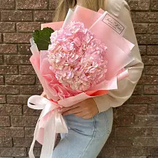 Букет живых цветов с розовой гортензией