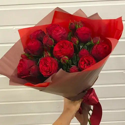 11 Кустовых Бордовых Роз