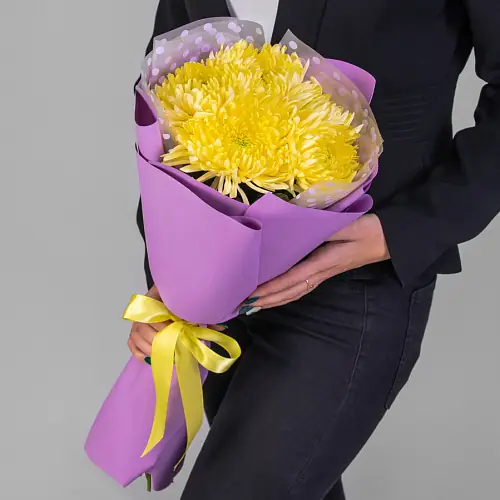 5 Желтых Игольчатых Хризантем