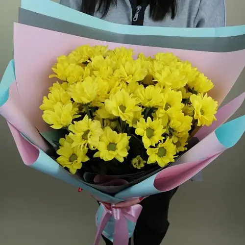Букет "9 Жёлтых Кустовых Хризантем"