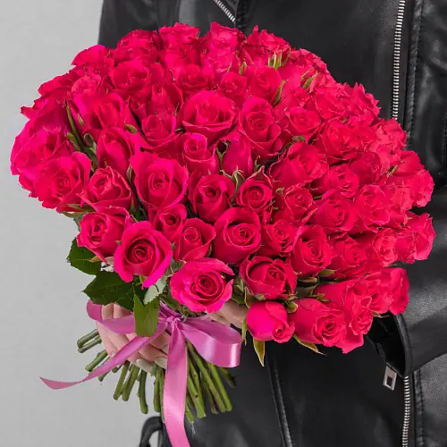 75 Малиновых Роз 40см