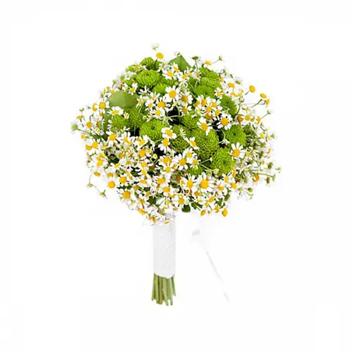 Букет невесты с ромашками и хризантемой 