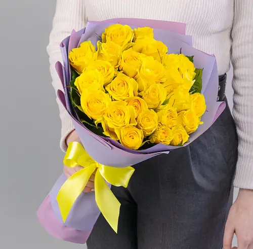 25 Желтых Кенийских Роз