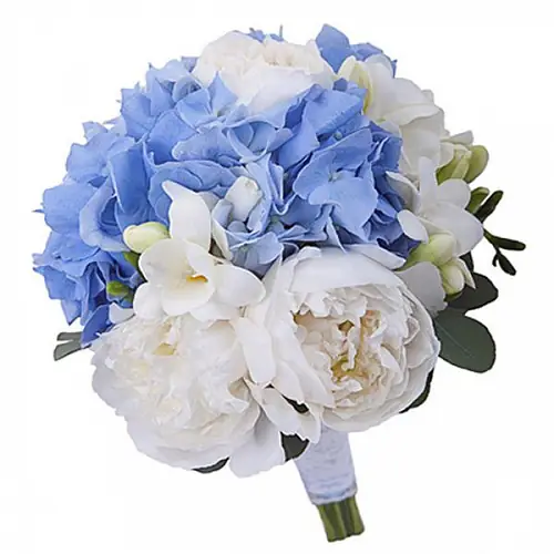 Свадебный букет невесты из фрезий и гортензии