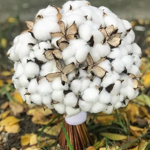 Букет невесты из белого хлопка