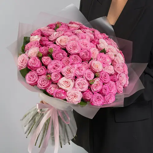Букет из 51 розовой пионовидной розы