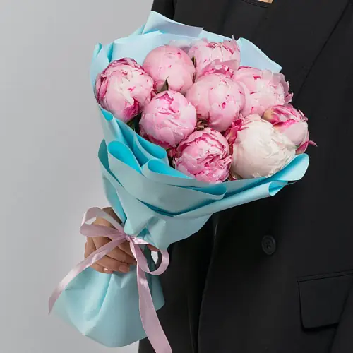  9 Пионов Сара Бернар в упаковке 